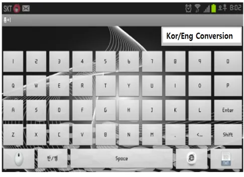 Fig. 7. Computer keyboard control by touching the smartphone screen.