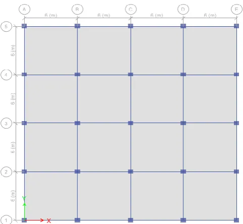 Figure 1:  Plan layout of model for analysis in ETABS 