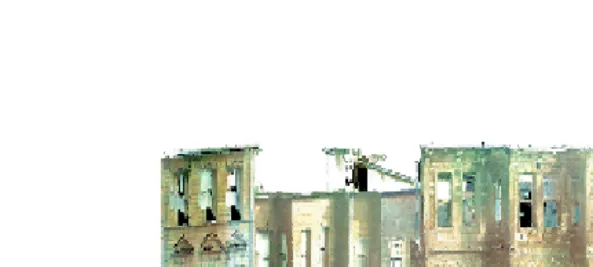 Figure 4:  Example of a coloured point cloud of building facades at the Historic Peninsula 