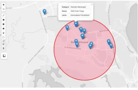Figure 12: Spatial data overlay with on-click information query.  