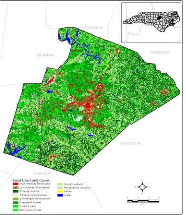 Figure 1: Study area showing land use disribution places in second with 18.7% of the area