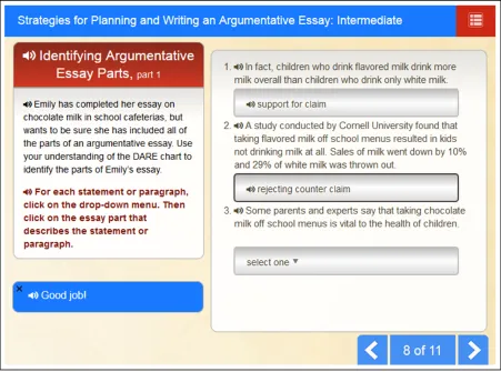 Figure 3.6. Drop-down lesson interaction. 