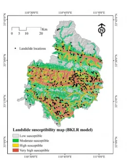 Figure 6. Landslide susceptibility map using the kernel logistic regression (KLR) model.