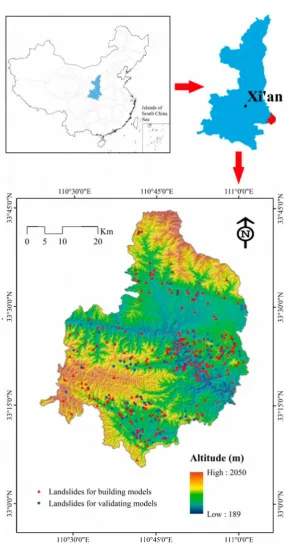 Figure 1. Location of the study area and landslide inventory.