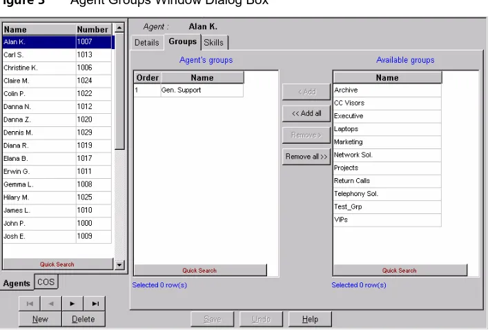 Figure 3 Agent Groups Window Dialog Box 