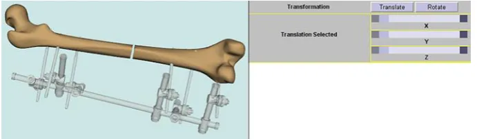 Fig. 10. 3D shaded polygonal models of femur and fixator in X3D format, displayed in Google Chrome browser 
