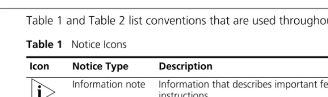 Table 1   Notice Icons