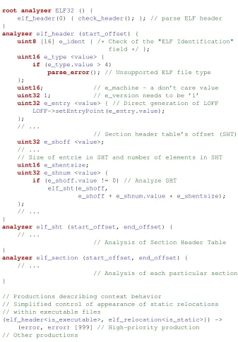 Fig. 10. A code snippet of an ELF description using OFF language.