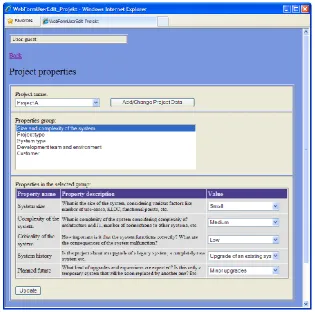 Fig. 5. Screenshot of the main form in Project properties module 