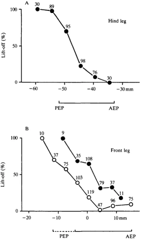 Fig. 1. Percentage of cases in which legs started the swing phase after being unloaded