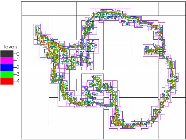 Figure 3.1 The visualization graph of a 1GB block-structured AMR dataset generated by BISI-CLES [20]