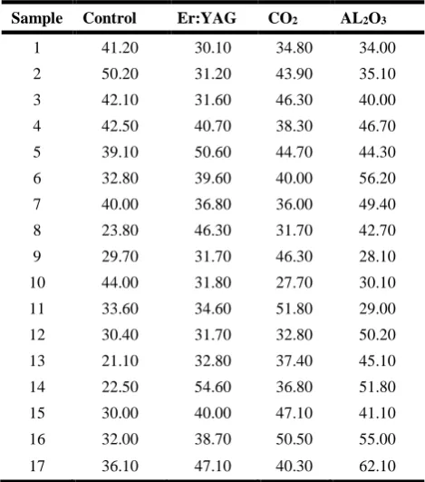 Table 1. Porcelain firing cycles according to the manufacturer’s instructions 