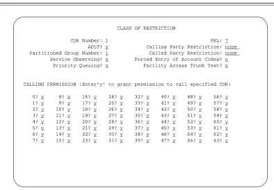 Figure 6-1. Class of Restriction screen