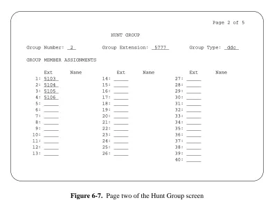 Figure 6-7. Page two of the Hunt Group screen