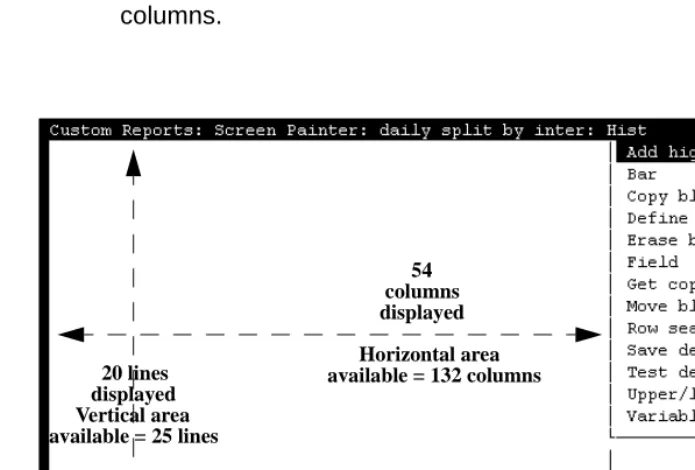 Figure 3-2:  Screen Painter Size and Cursor Position