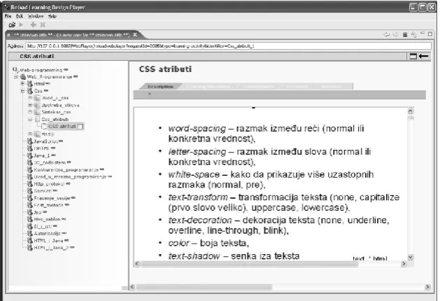 Fig. 7. HTML lesson in the Web programming course generated for linear instructional strategy  