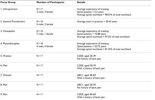 Table 2: Focus Group Schedule
