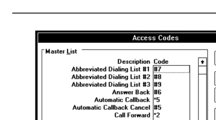 Figure 8.Access Codes Window