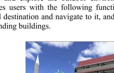 Figure 4: 3D buildings with real textures in the outdoor environment 
