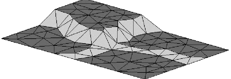 Figure 5.  The coarse-mesh basis function is produced by summing all the fine-mesh basisfunctions within the subdomain