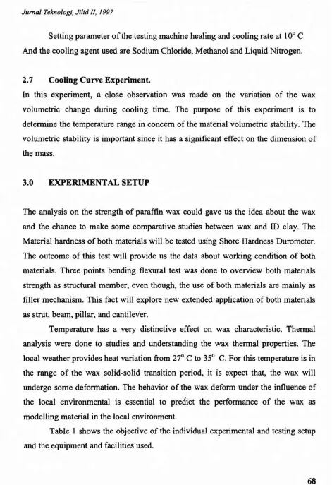 Table I shows the objective of the individual experimental and testing setup