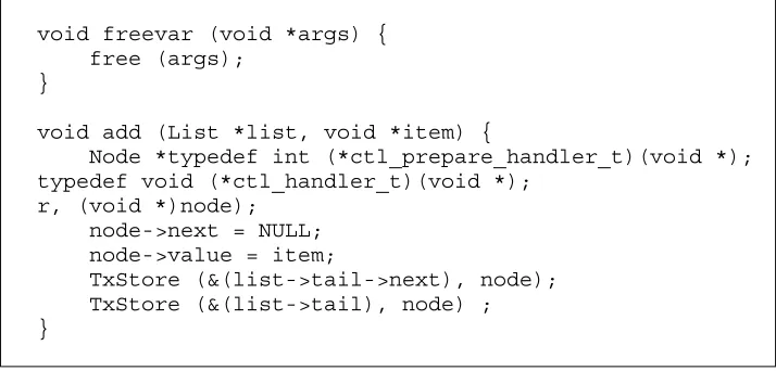 Figure 6 illustrates the situation just described, registering a while adding a new node to a linked list, the handler will be executed and thememory released