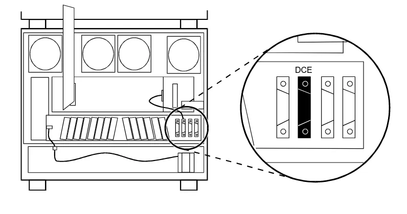 Figure 5-1.Rear View, Single Carrier Cabinet  Detail shows ports, with DCE port shaded in black