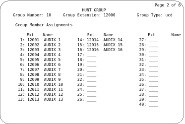 Figure 3-3.Example G1 Hunt Group Member Assignments Screen