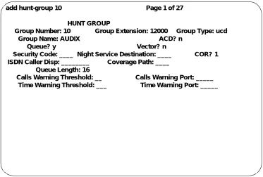 Figure 4-3.Example G3r Hunt Group Screen, Page 1