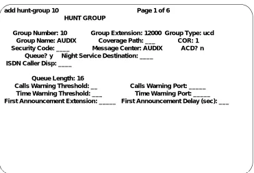 Figure 3-2.Example First Page of a G1 Hunt Group Screen