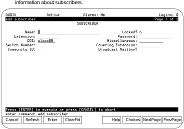 Figure 2-3.Sample INTUITY AUDIX Administration Screen