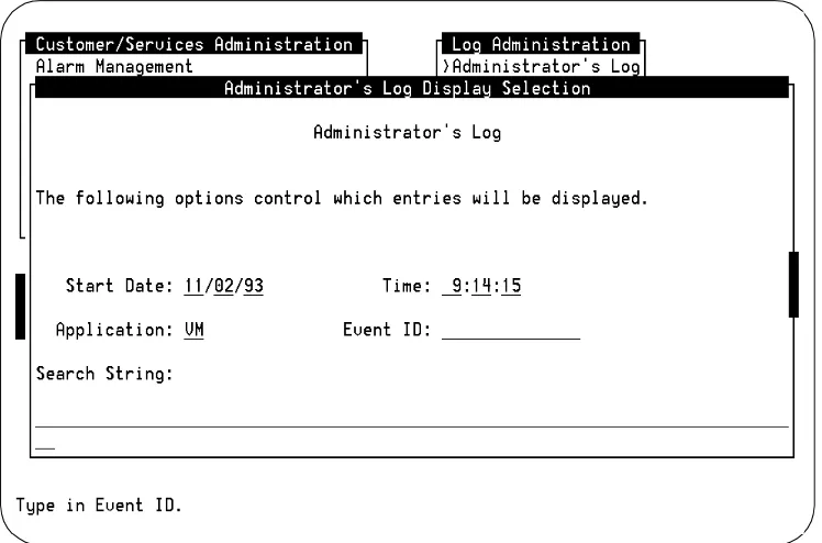 Figure 3-2.Administrator’s Log Display Selection Screen