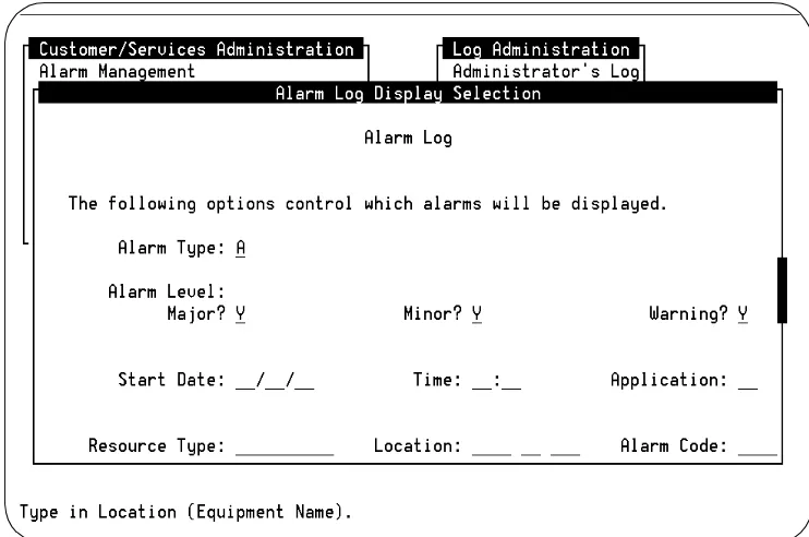 Figure 3-4.Alarm Log Display Selection Screen