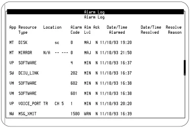 Figure 3-5.Alarm Log Example Entries