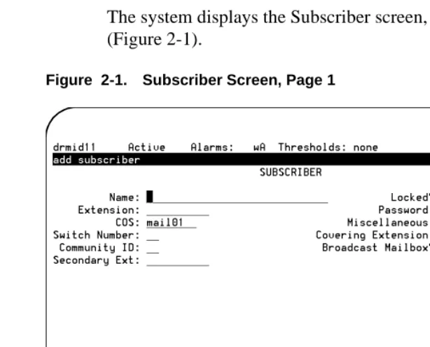 Figure  2-1.Subscriber Screen, Page 1