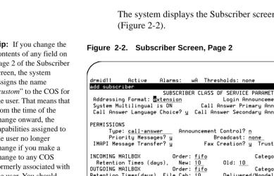 Table  2-1.Fields on the Subscriber Screen, Page 1