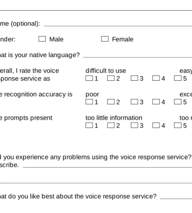 Figure 5-1.Sample Questionnaire