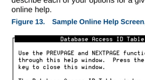 Figure 13.Sample Online Help Screen, Database Access ID Table