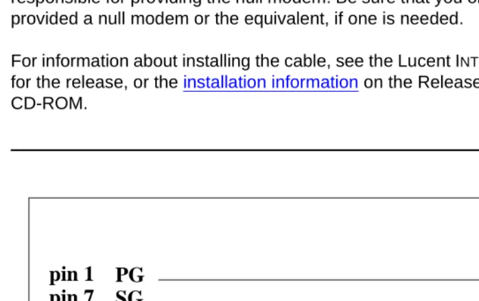 Figure 2-3.Pin-outs for RS-232 NULL Modem