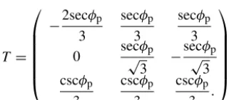 Fig. B1. The unit ratio occurs for φp = tan−(2−) ≈ 35◦or at a path zenith angle of 90◦ − φp ≈ 55◦