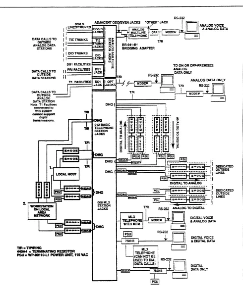 Figure 1-4 DHGs Connected to Local Host Computer and LAN Workstation