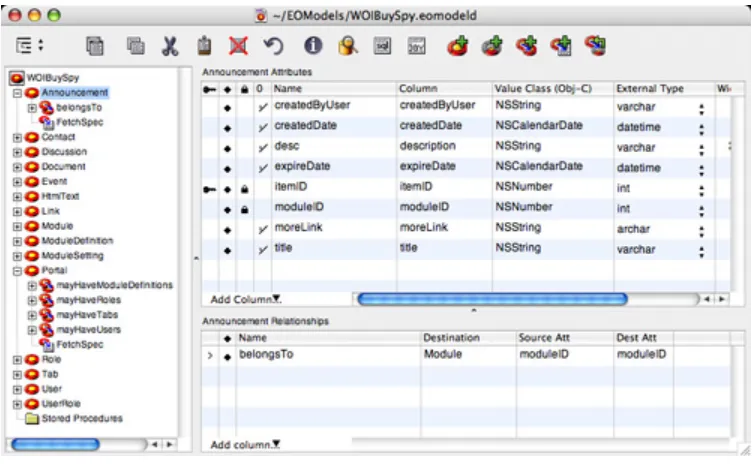 Figure 2: Announcement Entity in EOModeler 