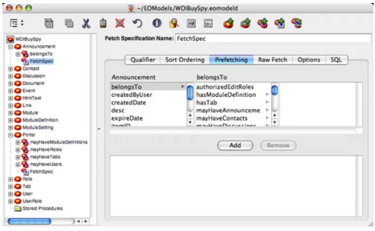 Figure 5: Prefetching for Announcement in EOModeler 