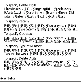 Table 9-2. Special Services Table