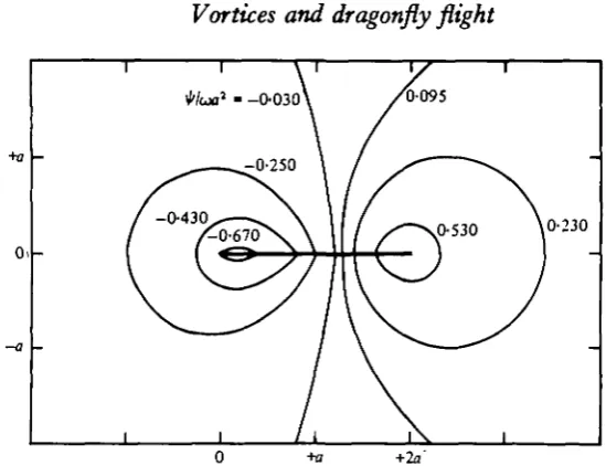 Fig. 14. Computed streamlines during supination phase in coordinates fixed relativeto stationary fluid; Kutta condition satisfied.