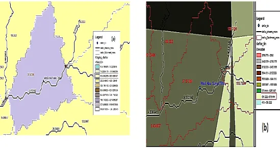 Figure 00. Wadi Abu Sunut, Ereigi station,(a) rain, catchment and stream length,(b) elevation  