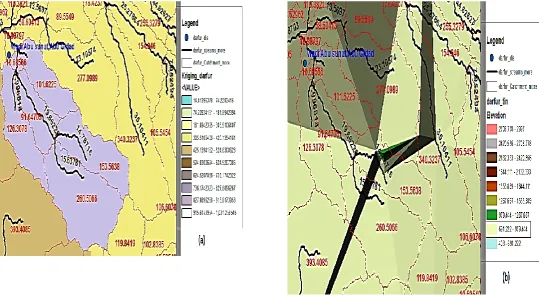 Figure 02. Wadi Abu Sunut, Abu Gidad station,(a) rain, catchment and stream length,(b) elevation  