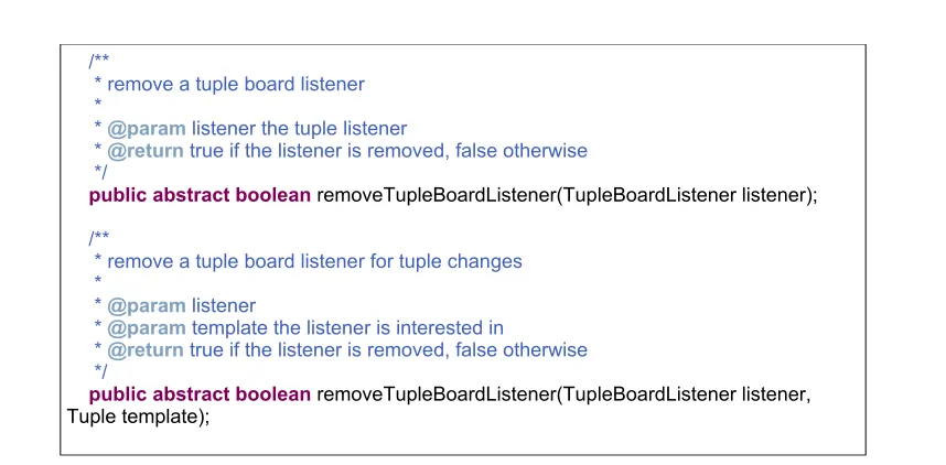 Figure 10: Removing Tuple Listeners from a Tuple Board