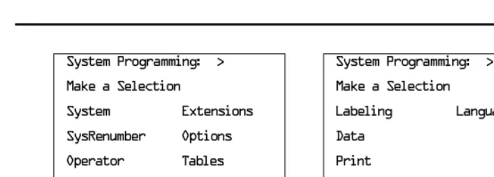 Figure 1–11. System Programming Menu Screens