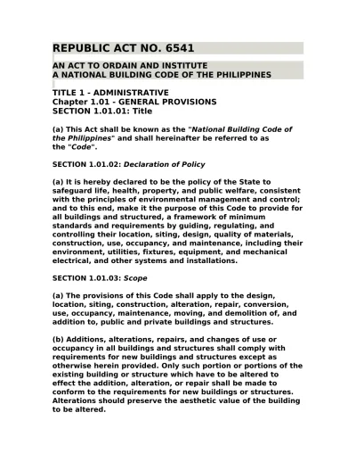 What Is The Ra 6541 National Building Code Of The Philippines